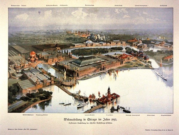 Affisch för världsutställningen i Chicago 1893 (färglitografi) av German School