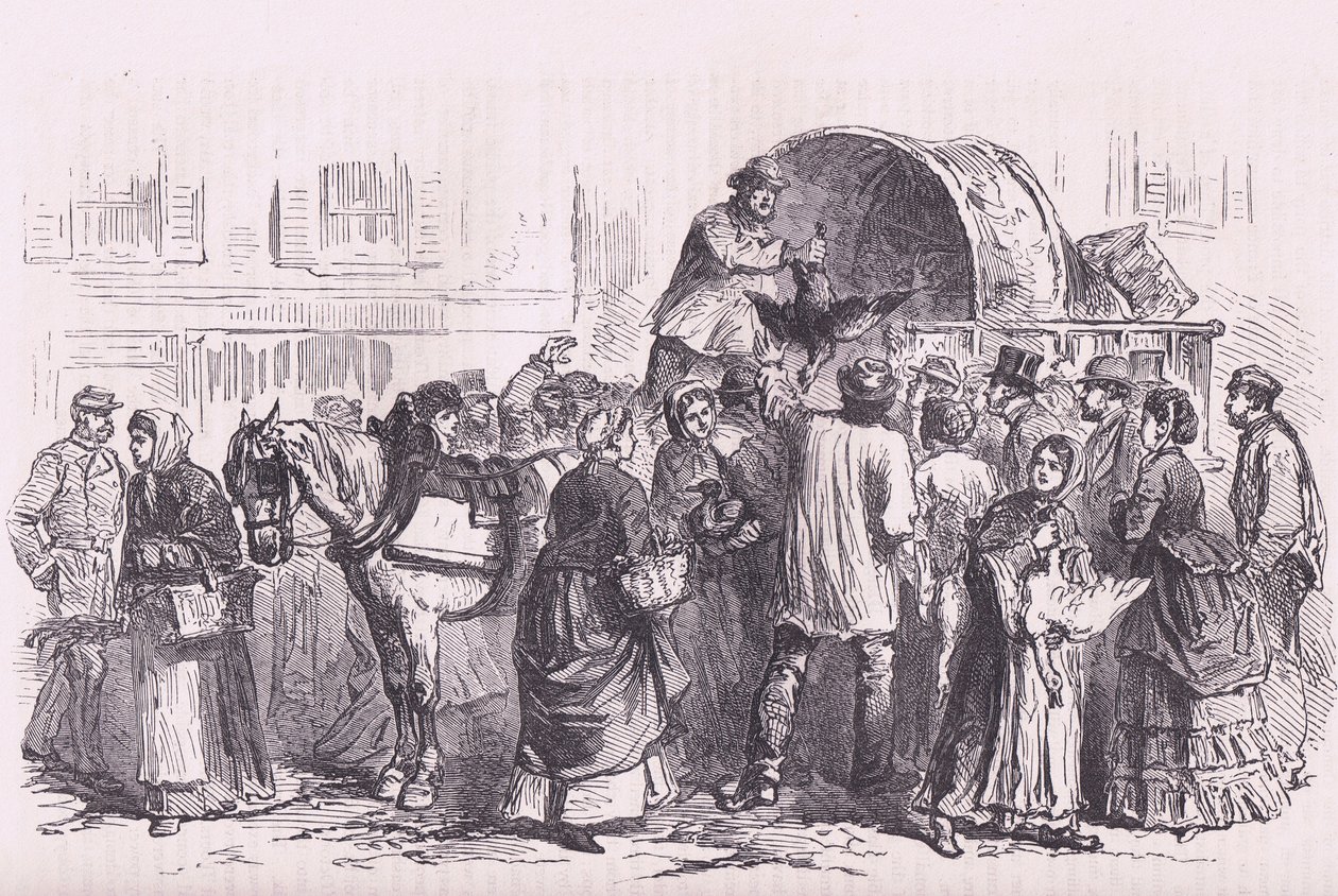 Fjäderfäsäljare i Paris, Cassells historia om kriget mellan Frankrike och Tyskland publicerad av Cassell and Company Limited, ca 1890 (litho) av German School