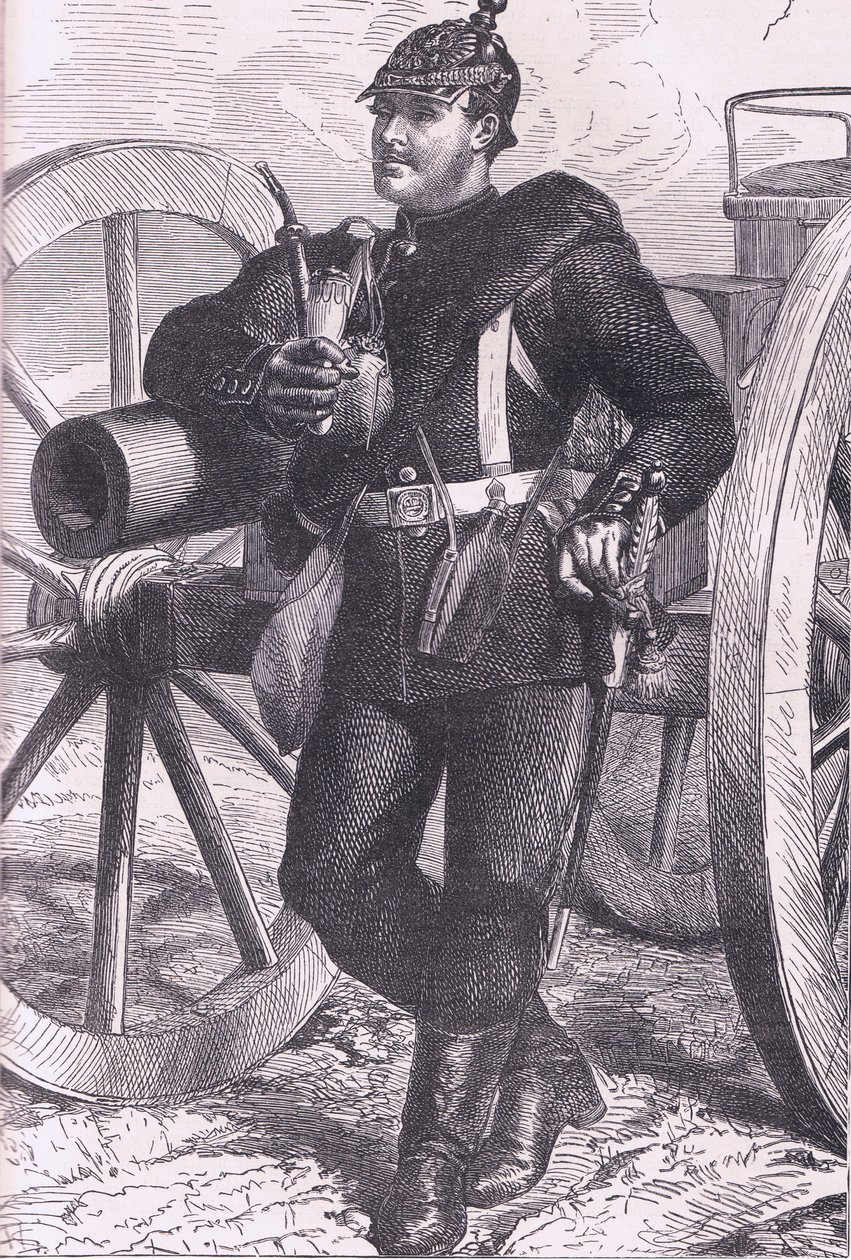 Preussisk artillerist, Cassells historia om kriget mellan Frankrike och Tyskland publicerad av Cassell and Company Limited, ca 1890 (litho) av German School