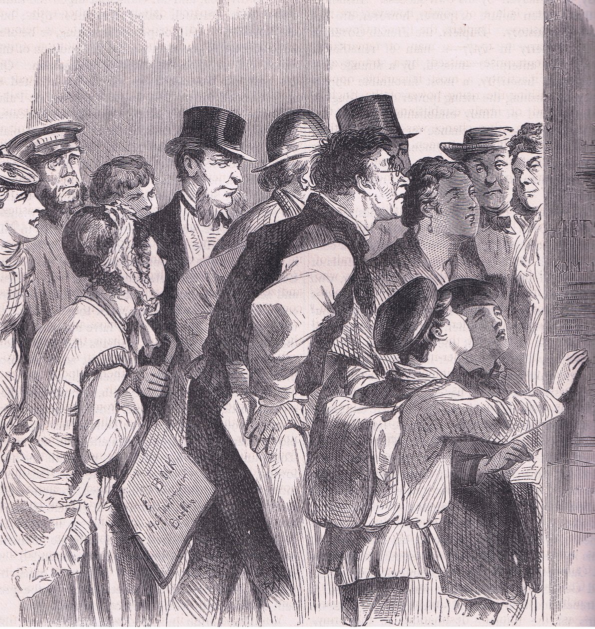 Läser nyheterna i Berlin, Cassells historia om kriget mellan Frankrike och Tyskland publicerad av Cassell and Company Limited, ca 1890 (litho) av German School