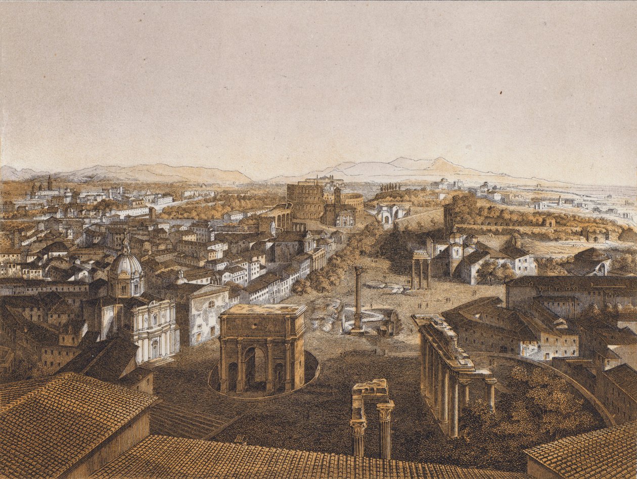 Rom från Capitolium (färglitografi) av German School