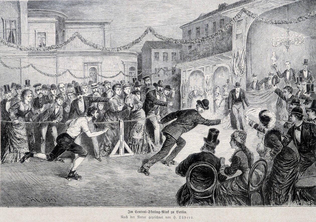Roulette skate race i berlin 1878. av German School