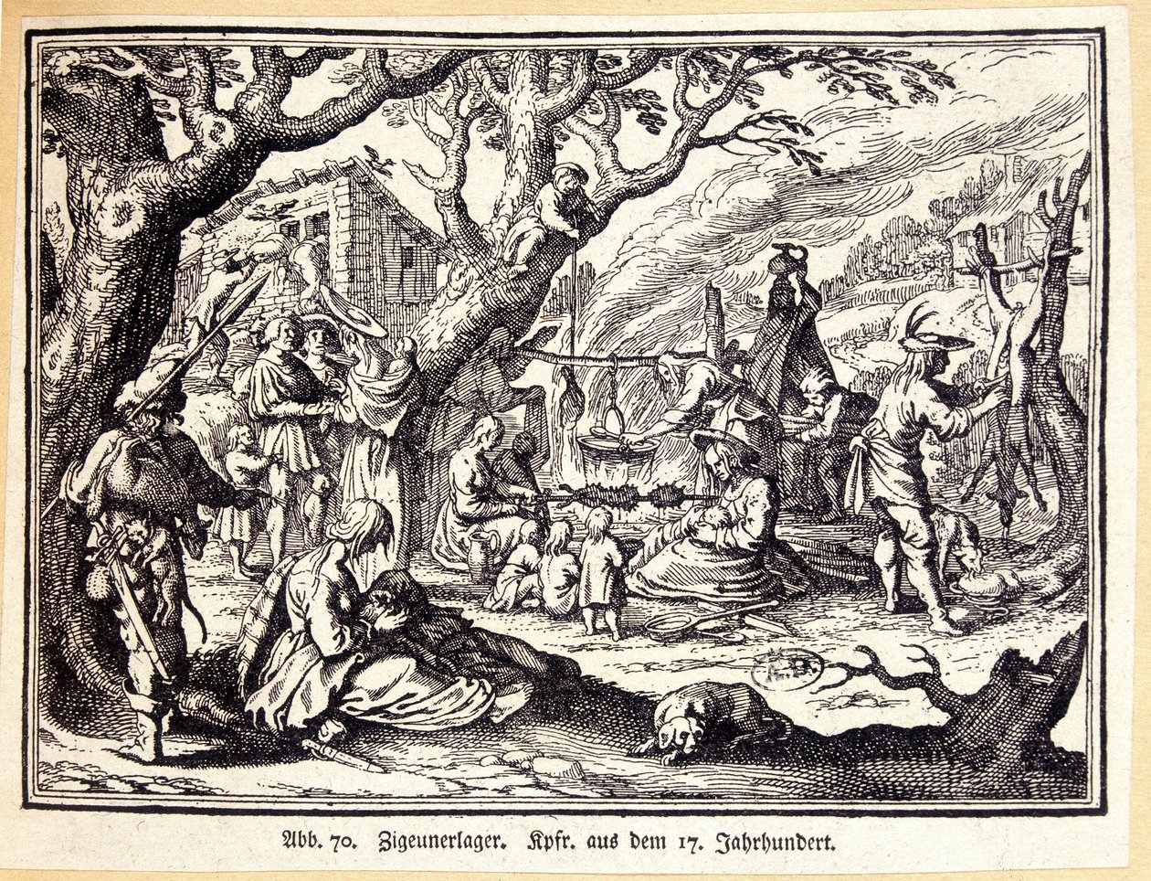 Landsbygdsfolk under medeltiden. Tysk gravyr från 1700-talet. Anonym. Bibl. av Deco Arts. av German School