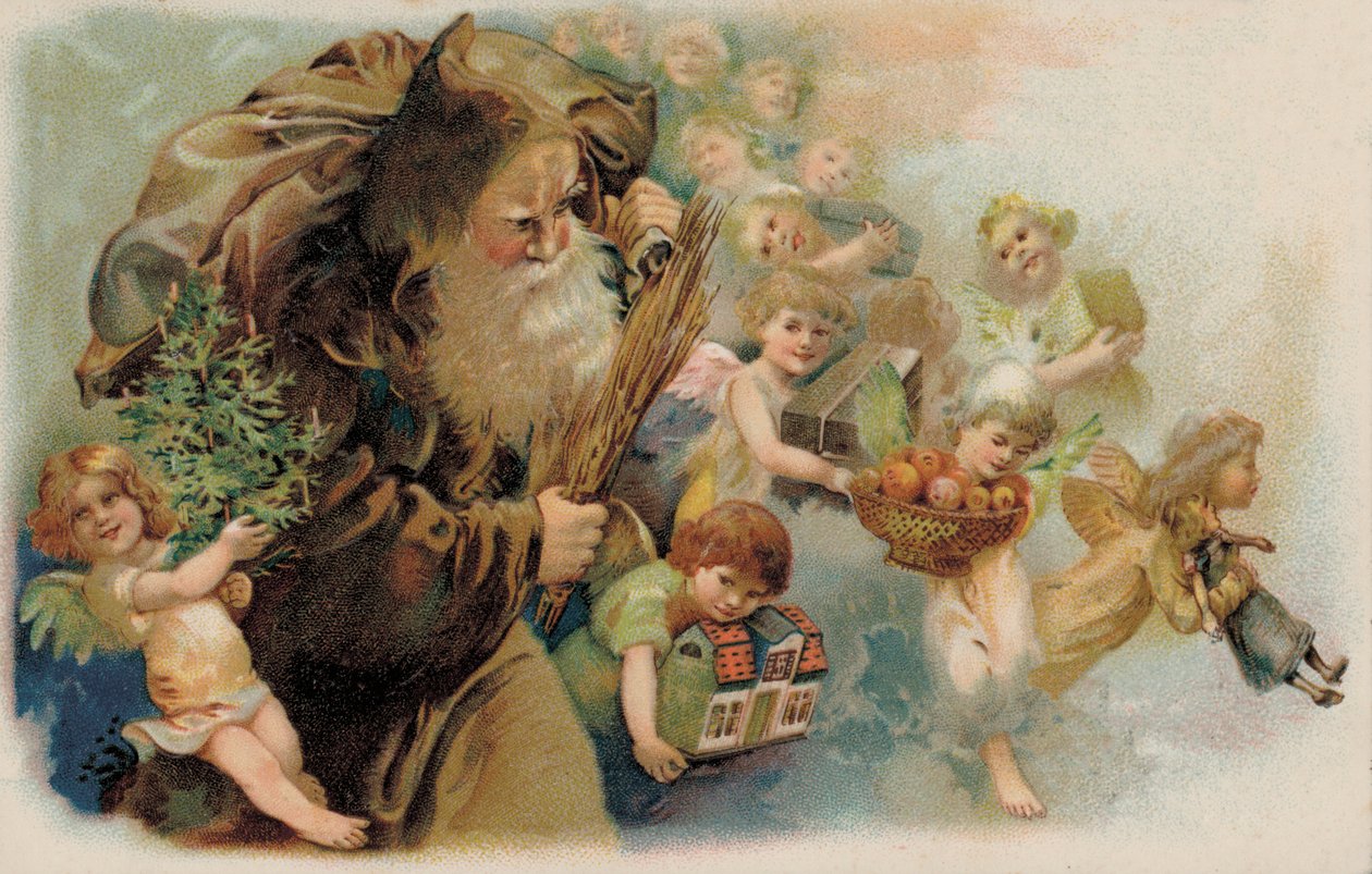 Jultomten, jultomten (färglitografi) av German School
