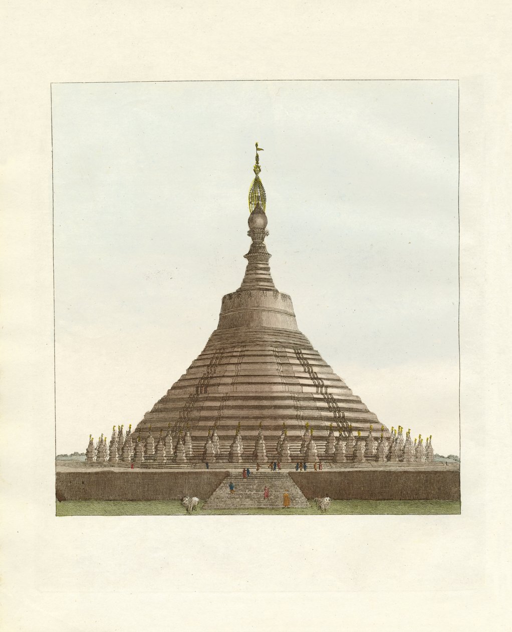 Schomadu, eller det gyllene templet i Pegu (färgad gravyr) av German School