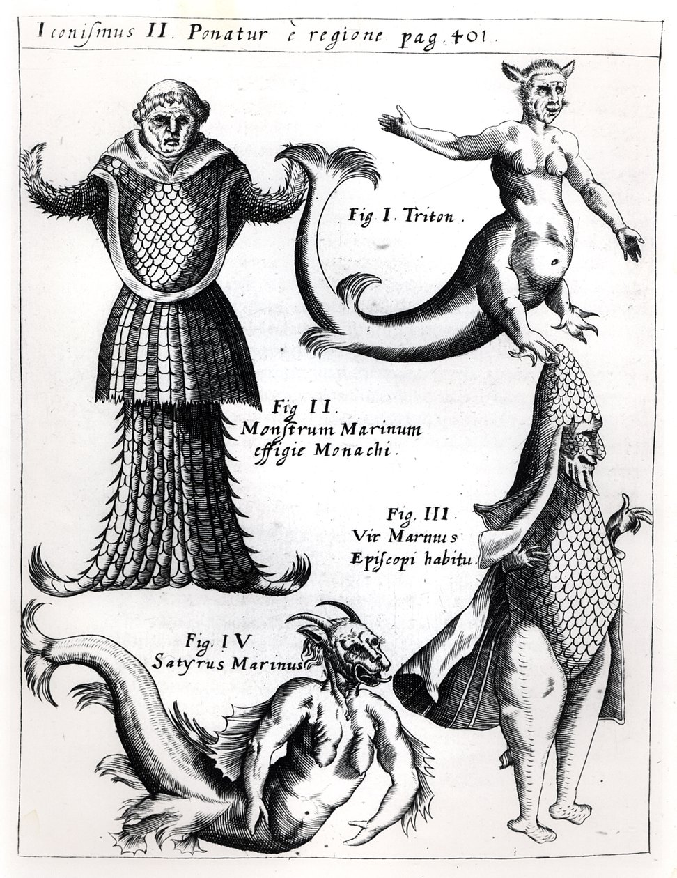 Havsmonster, illustration från Physica Curiosa av Gaspar Schott S.J. (1608-66), publicerad Würzburg 1662 av German School