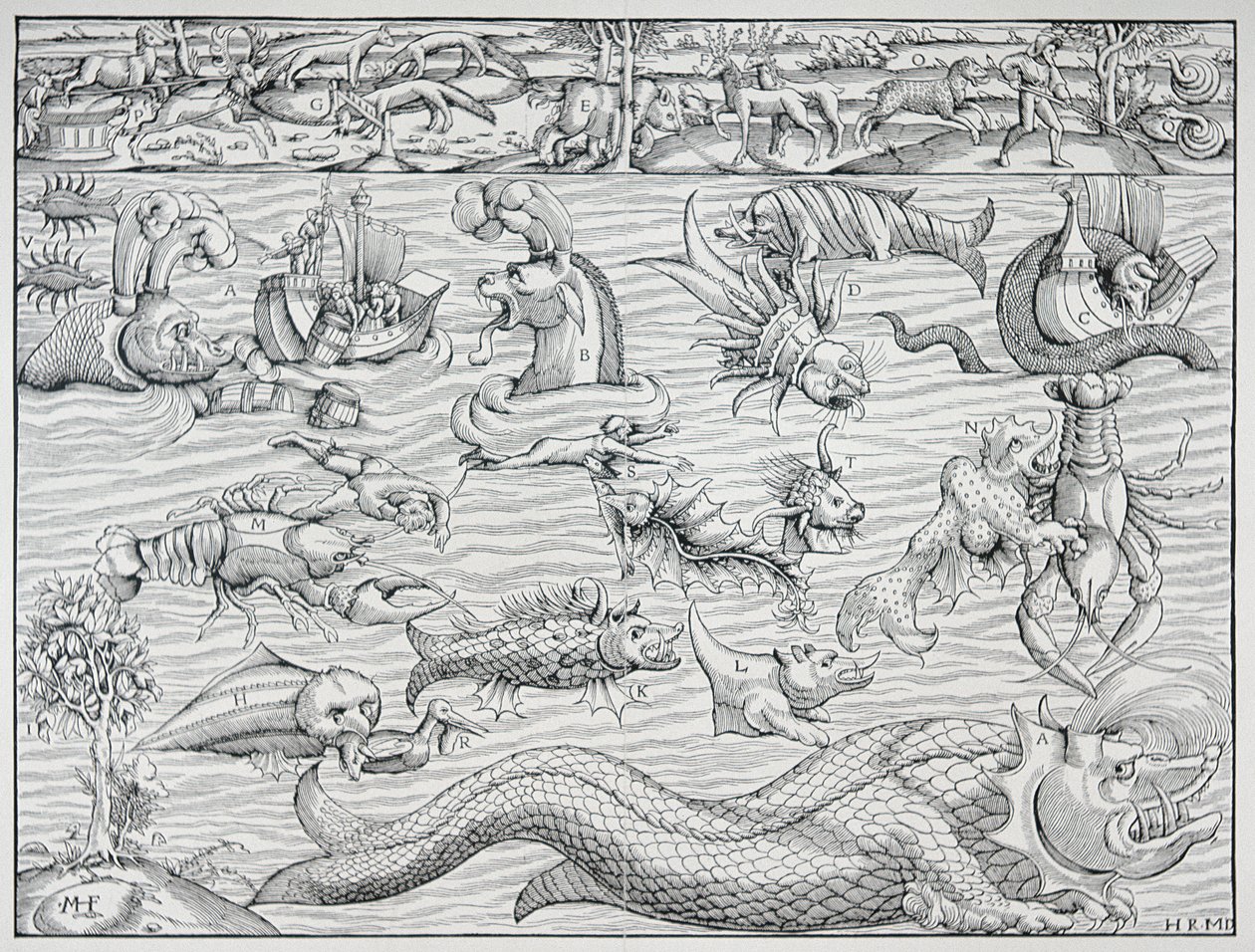 "Sea of Darkness" från Sebastien Münsters "Cosmographie Universalis" av German School