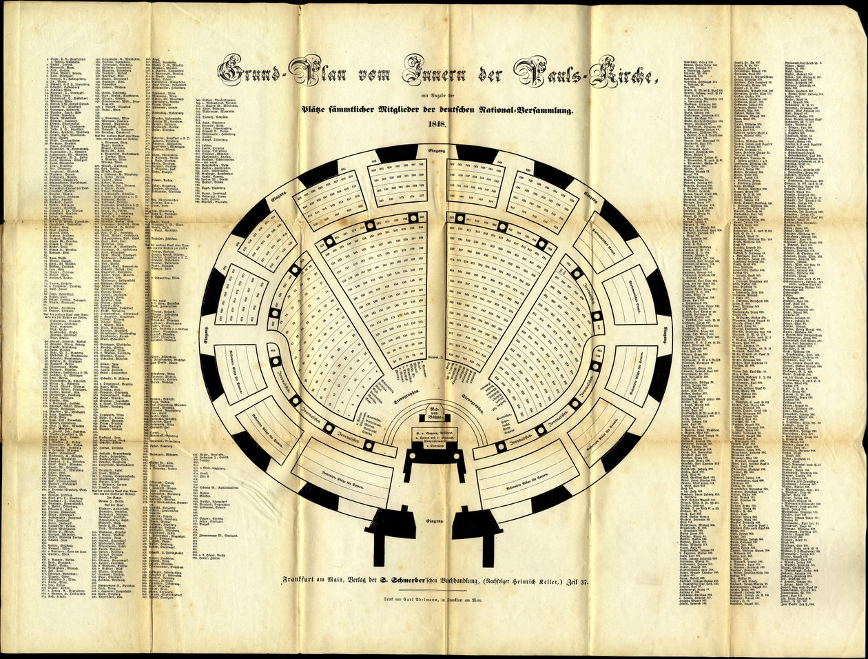 Sittplan för St. Pauls Church National Assembly, 1848 av German School
