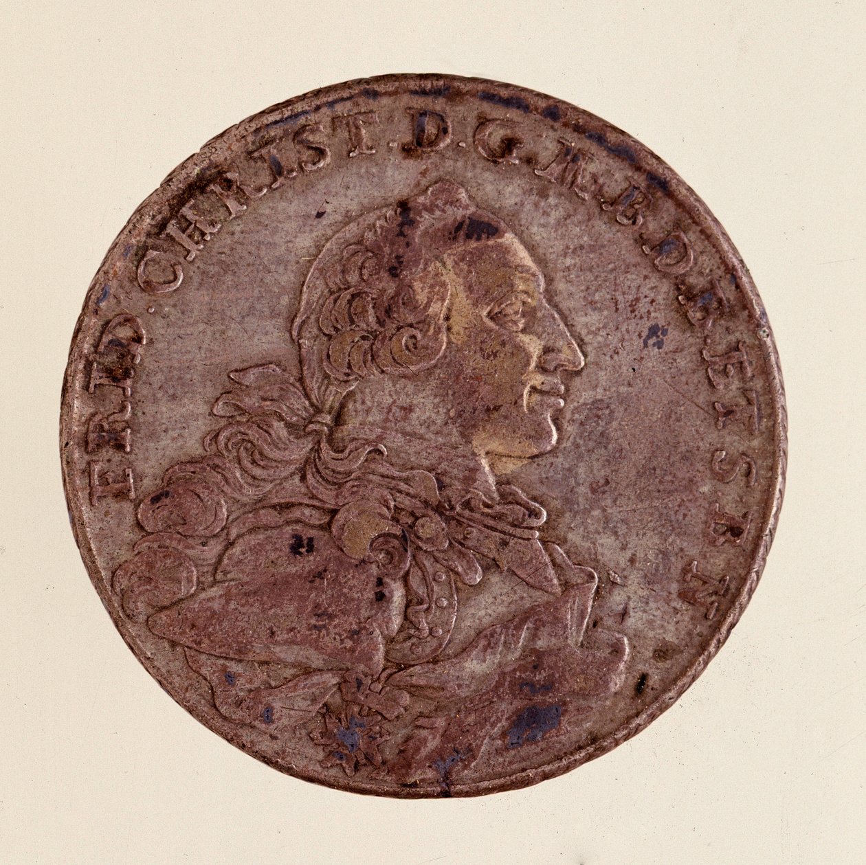 Silverthaler (taler) av Frederick Christian, markgreve av Brandenburg-Bayreuth (Frederic V Christian de Brandenburg-Bayreuth (Brandenburg Bayreuth) (1708-1769) 1766 Diam. 4 cm Neapel, museo archeologico av German School