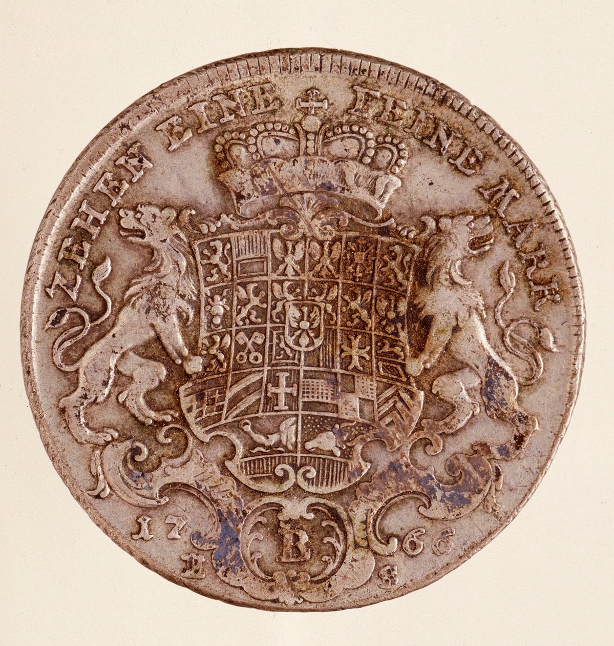 Silverthaler (taler) av Frederick Christian, markgreve av Brandenburg-Bayreuth (Frederic V Christian de Brandenburg-Bayreuth (Brandenburg Bayreuth) (1708-1769) 1766 Diam. 4 cm Neapel, museo archeologico av German School