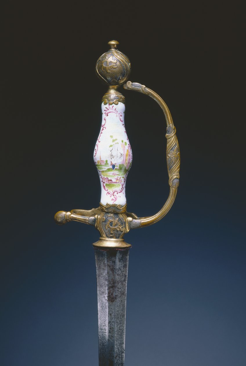 Litet svärd, ca 1770 (stål, förgylld mässing och porslin) av German School