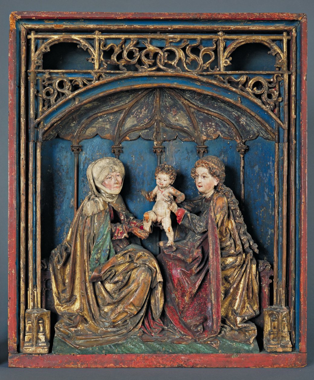 St. Anne, Maria och Kristusbarnet (Anna Selbdrift) Övre Rhen, ca 1515 (polykromt trä och förgyllt) av German School