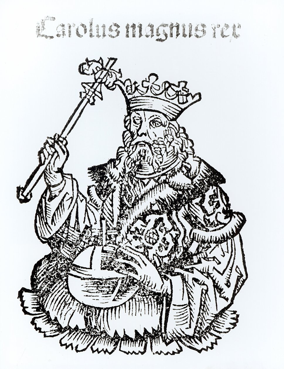 Den helige Karl (747-814) från "Liber Chronicarum" av Hartmann Schedel (1440-1514) 1493 av German School