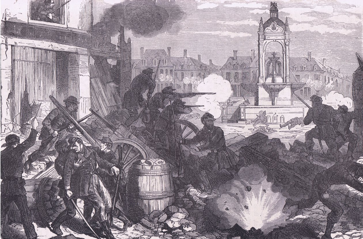 Gatustrider vid Chateaudun, Cassells historia om kriget mellan Frankrike och Tyskland publicerad av Cassell and Company Limited, ca 1890 (litho) av German School