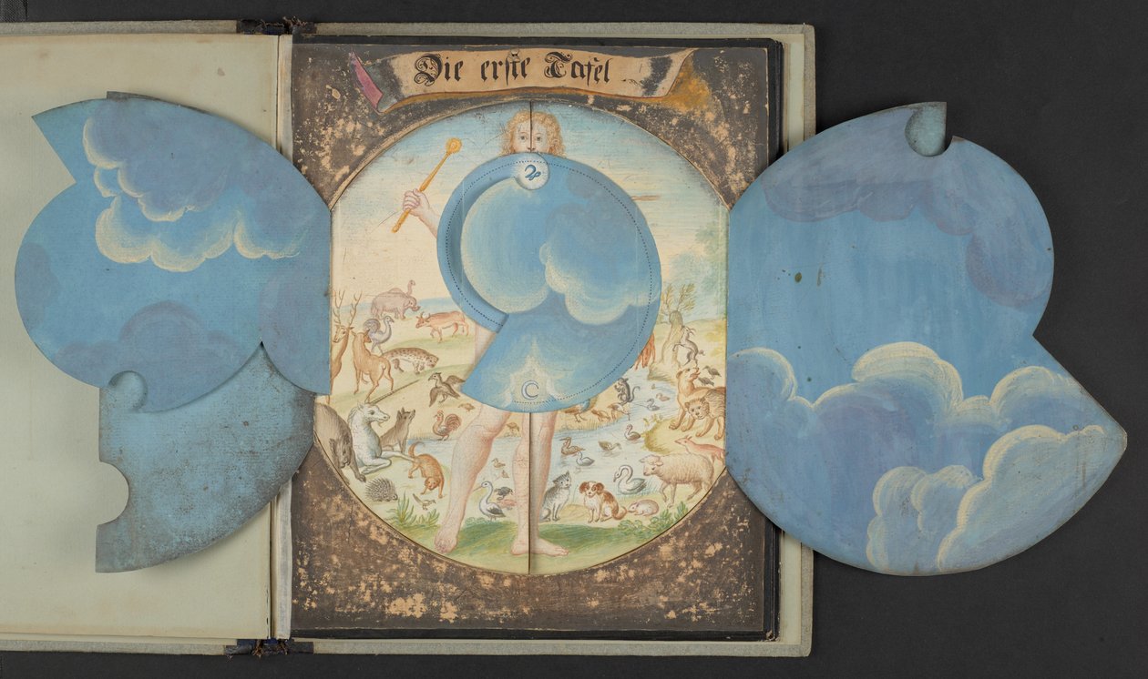 Tabeller föreställande man i tre olika tillstånd, Add MS 5788 av German School