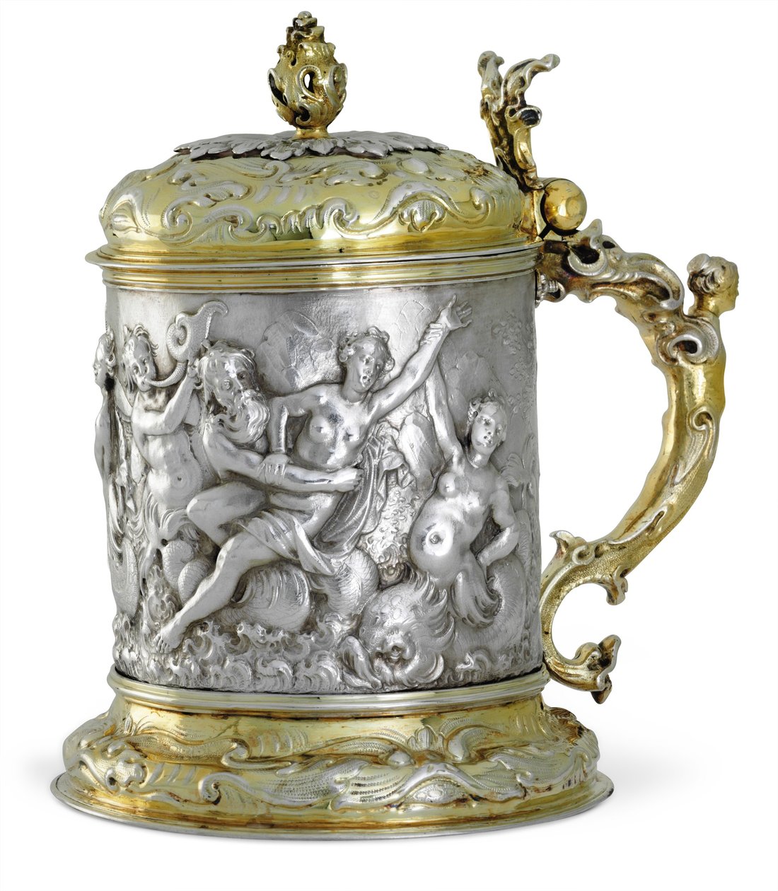 Tankard, troligen Hamburg, ca 1660 (paket förgyllt silver) av German School