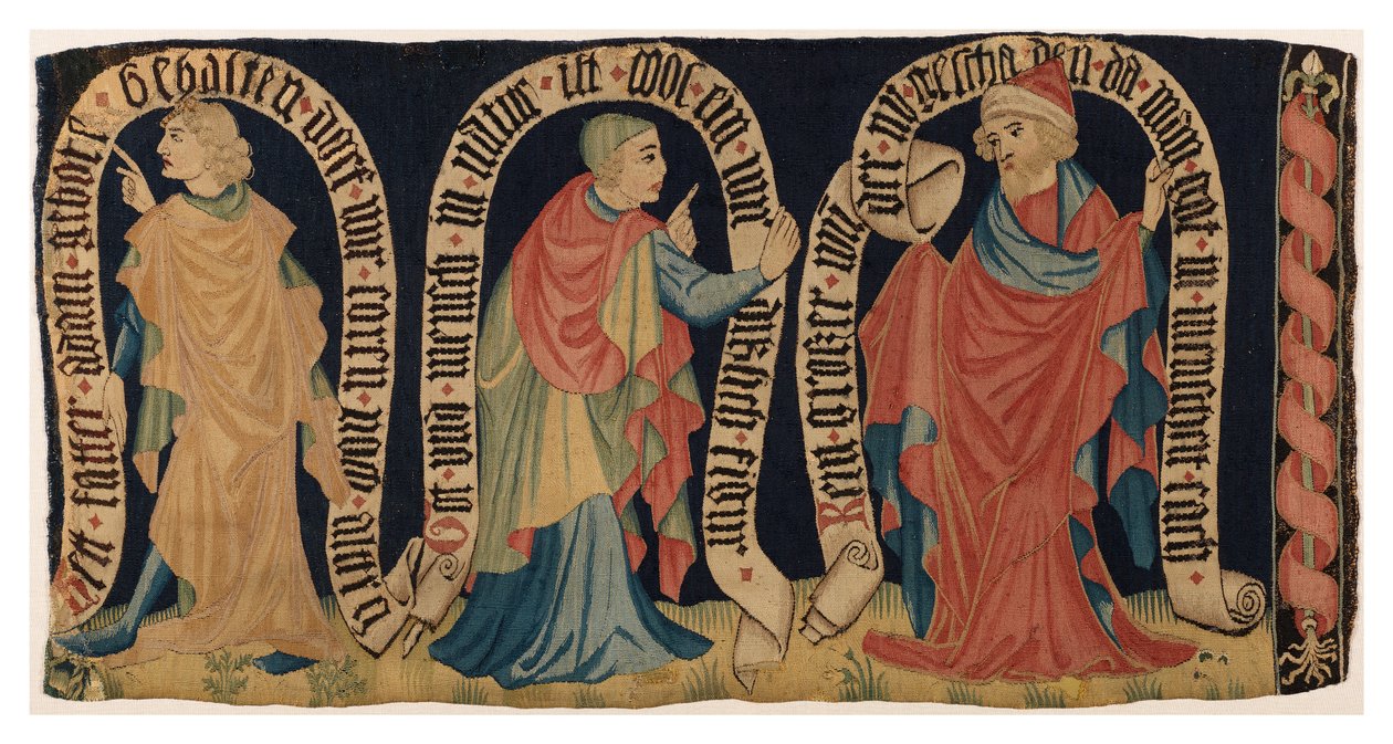 Gobelängfragment föreställande tre profeter, från Franken (ull) av German School