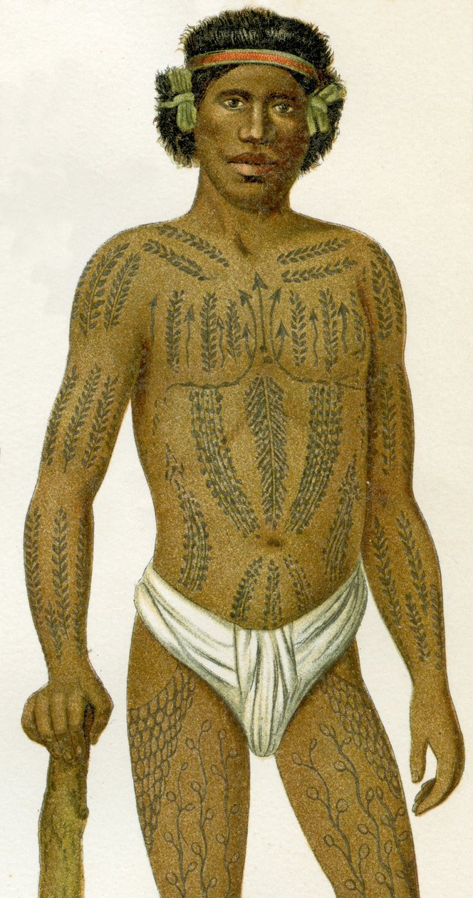 Tatuerad man från Carolineöarna, 1894 av German School