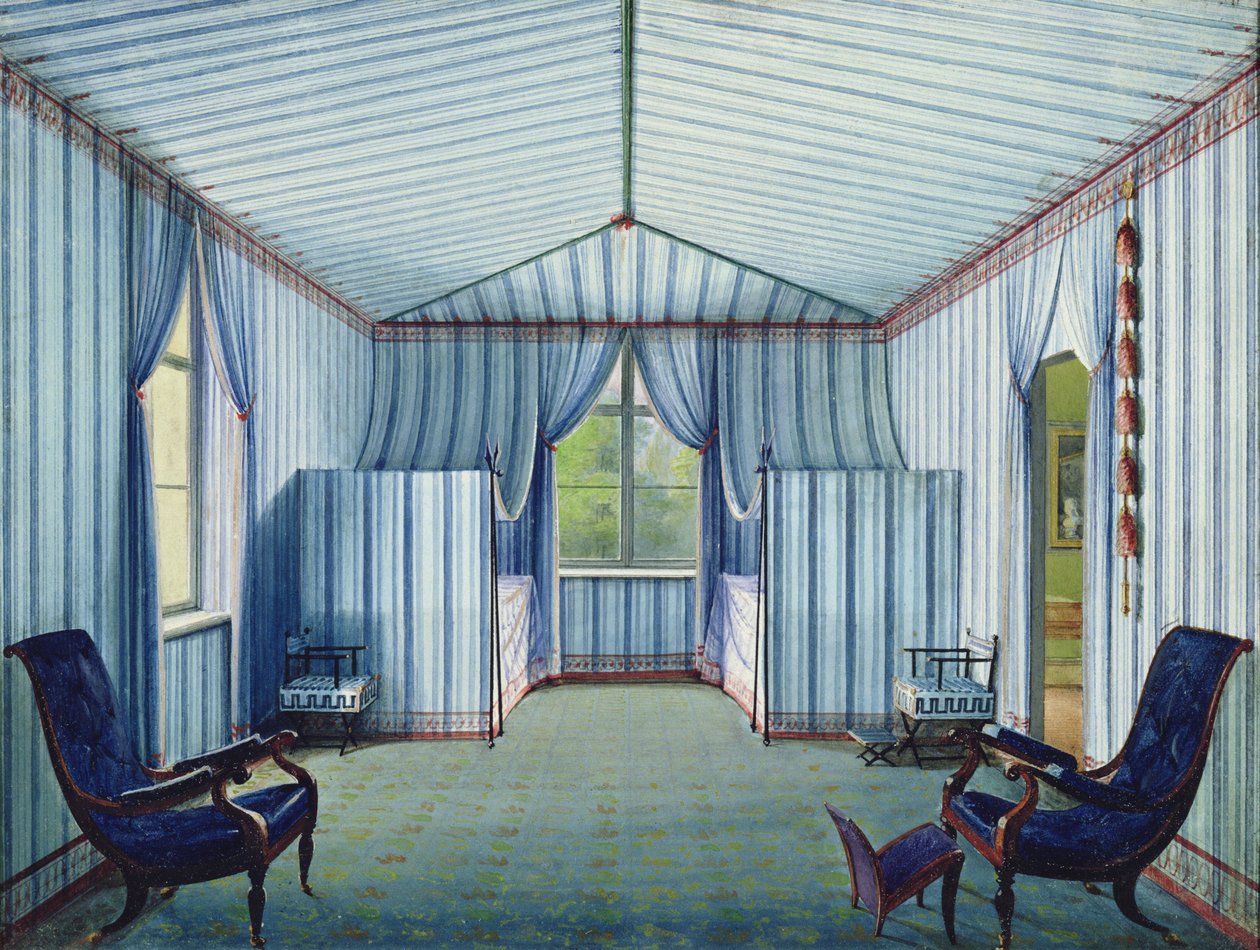 Tältrum, efter 1830 (penna & bläck och wc på papper) av German School