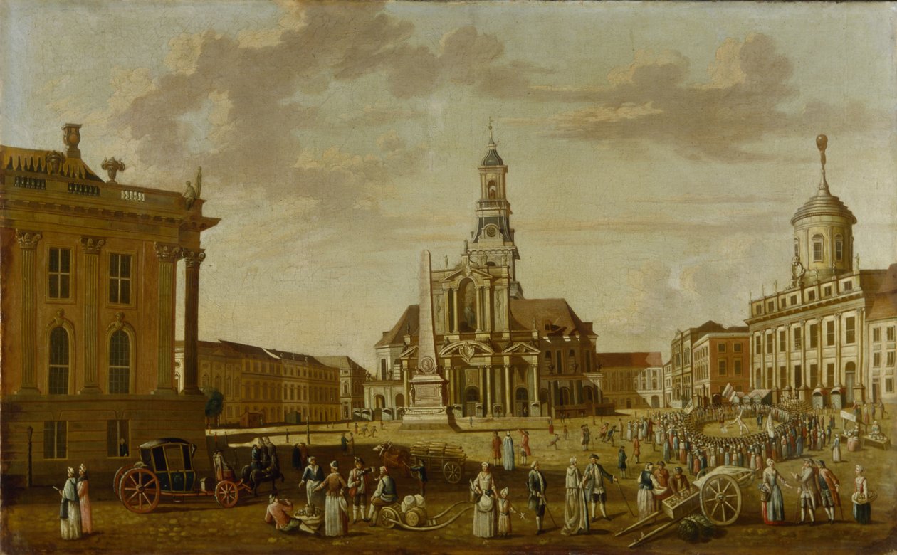 Alter Markt med St. Nicholas kyrka och rådhuset, 1771 av German School