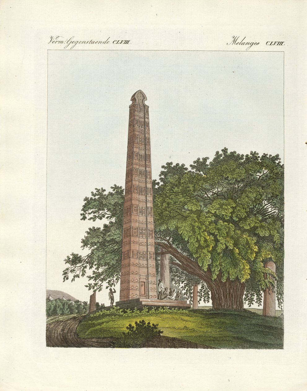 Axum-obelisken (färgad gravyr) av German School