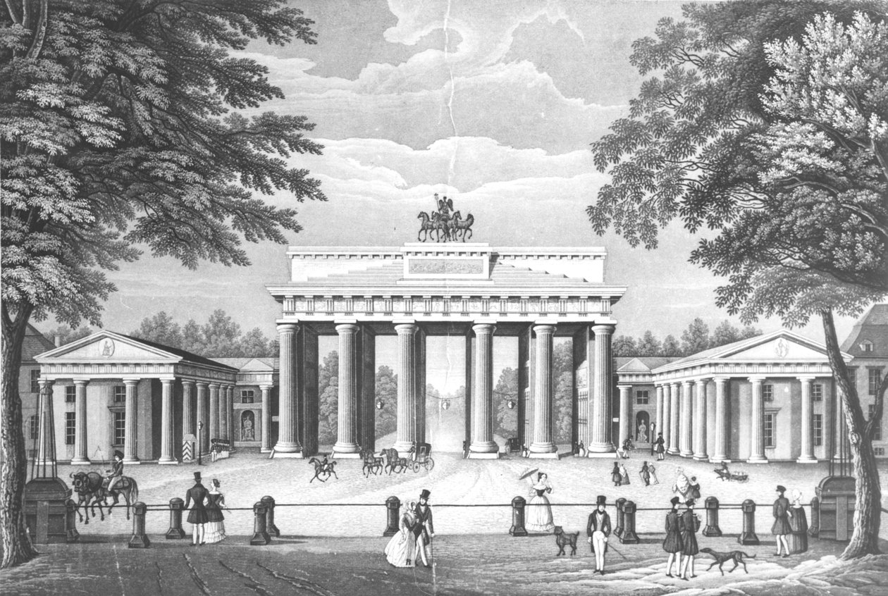 Brandenburger Tor i Berlin, mitten av 1800-talet av German School