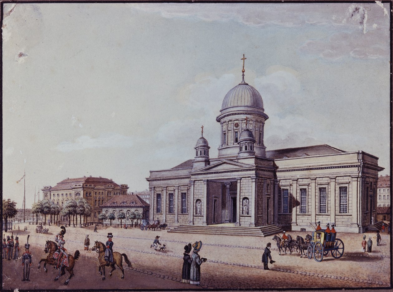 Slottet och katedralkyrkan, Berlin (olja på kort) av German School