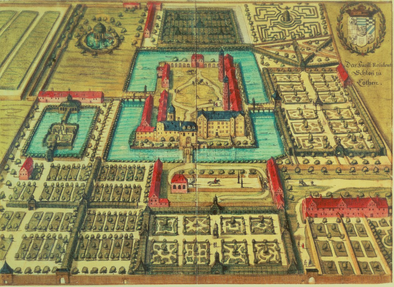 Prinsen av Kothens slott, ur "Topographia" av Mattheus Merian the Elfder av German School