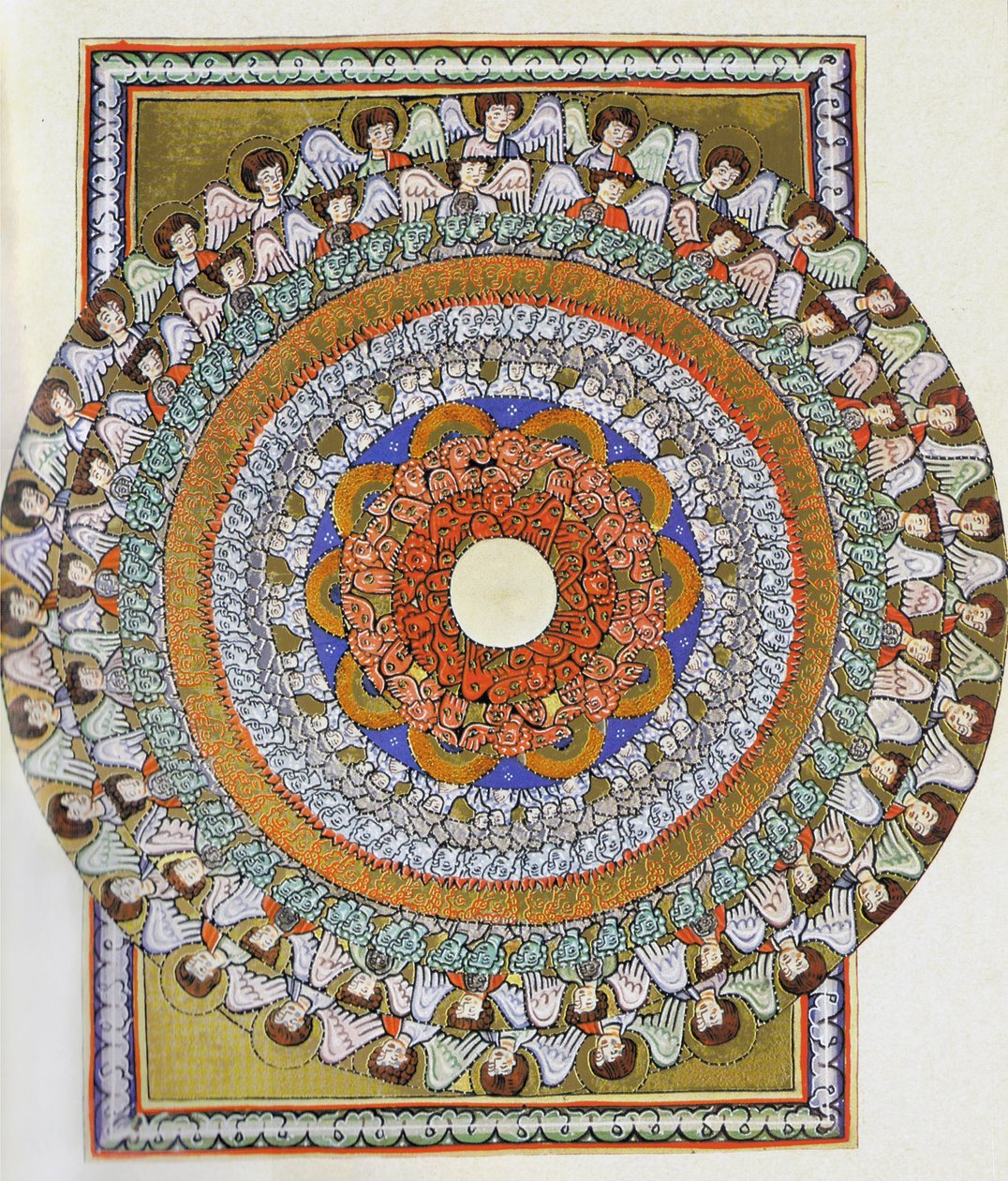 Änglarnas kör. Miniatyr från Liber Scivias av Hildegard av Bingen, ca 1175 (akvarell på pergament) av German School