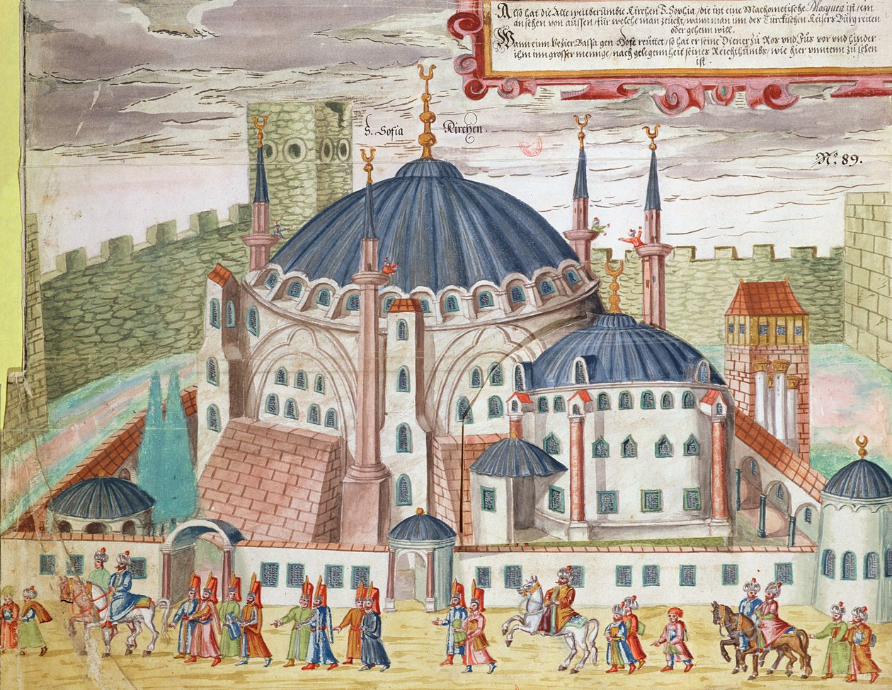 Kyrkan Saint Sophia förvandlad till en moské (wc på papper) av German School