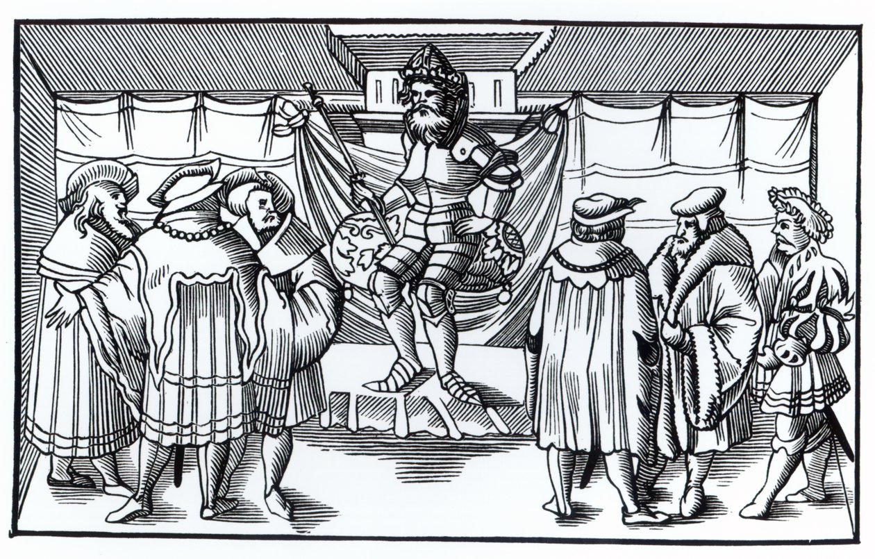 Court of a Baron, efter ett träsnitt i Cosmographie Universelle of Munster, publicerad 1552 av German School