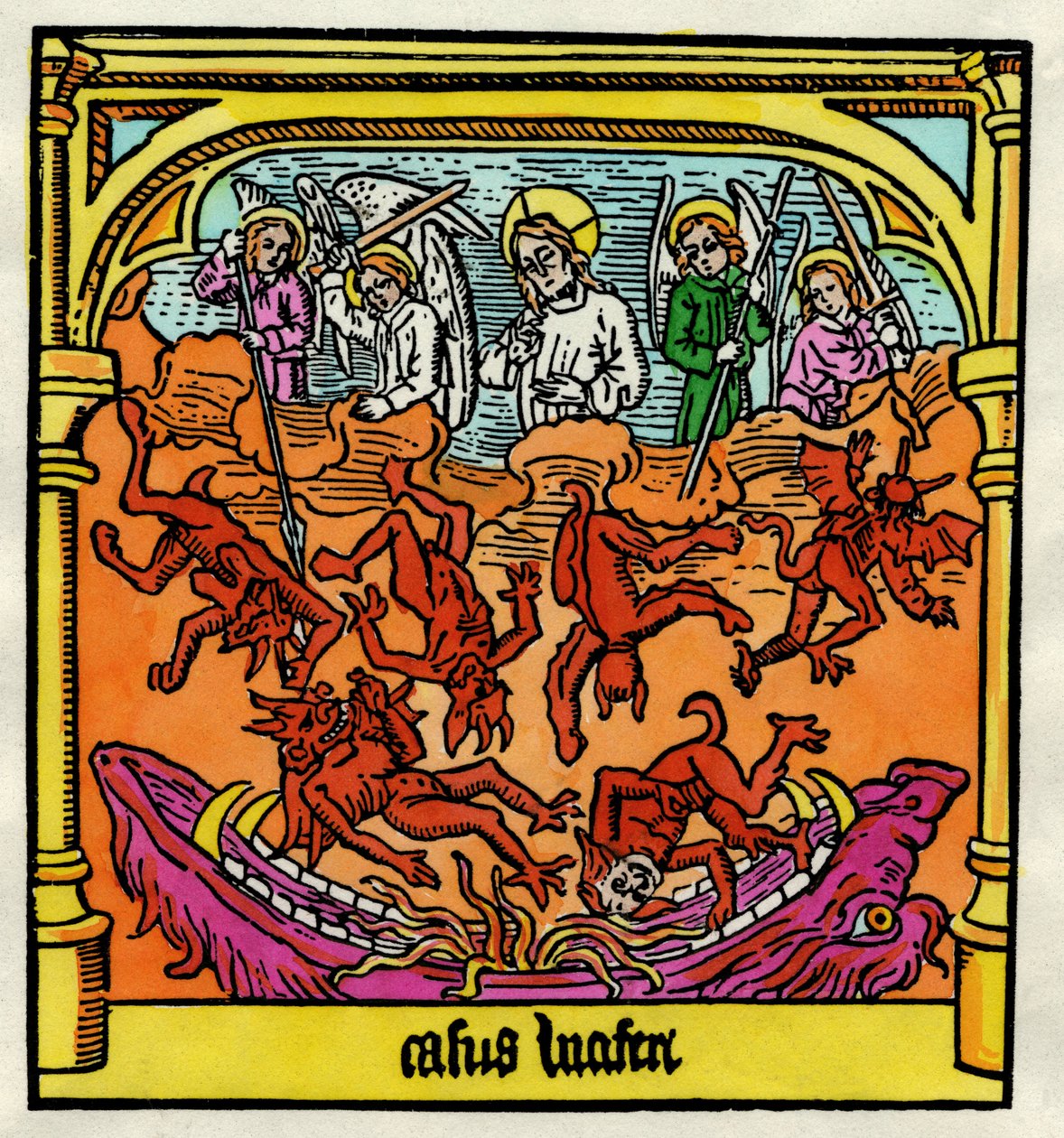 Lucifers fall och de rebelliska änglarna, illustration från en kopia av 