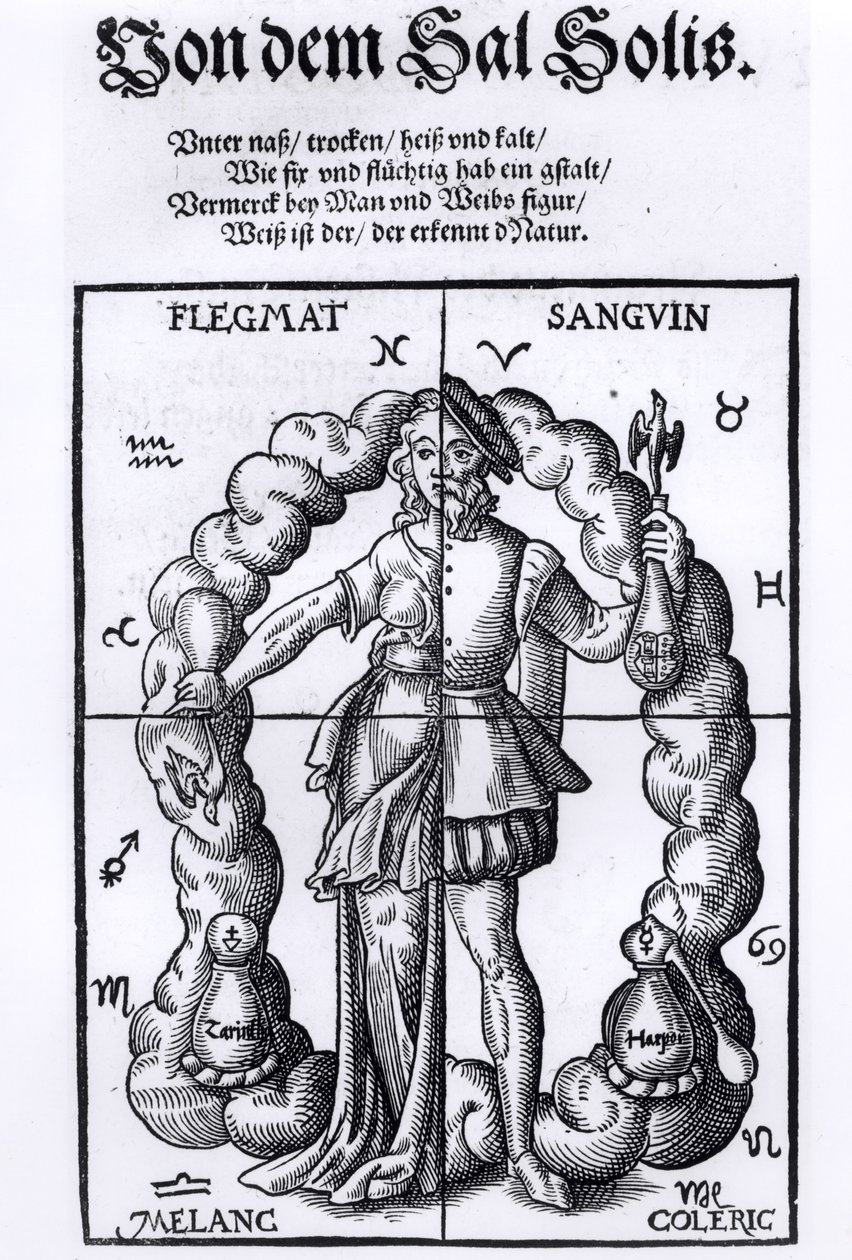 The Four Humors, från Quinta Essentia av Leonhart Thurneisser zun Thurn (1531-956) publicerad i Leipzig, 1574 av German School