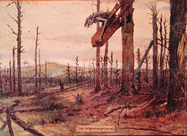 The Ghost of the Argonne Forests, ca 1914-18 (olja på duk) av German School