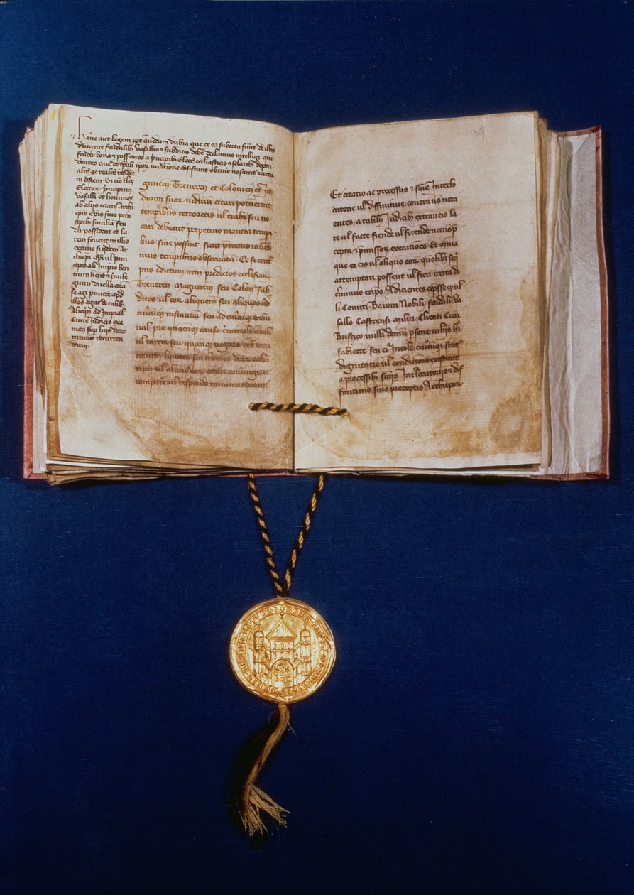 Den gyllene tjuren av Karl IV, den helige romerske kejsaren, 1400 (vellum och guld) av German School