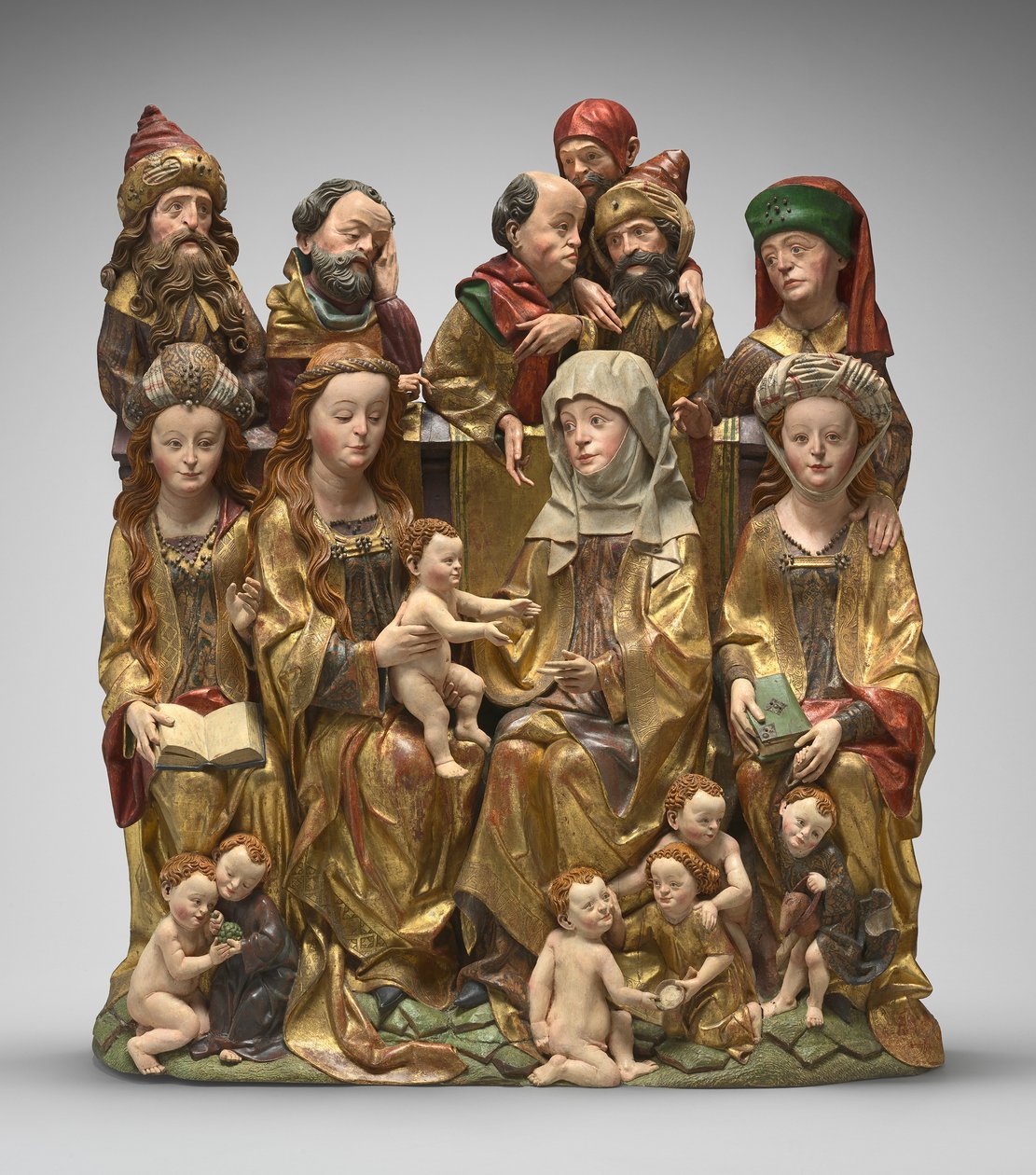 Den heliga släktskapet, ca 1480-1490 (polykromt trä) av German School