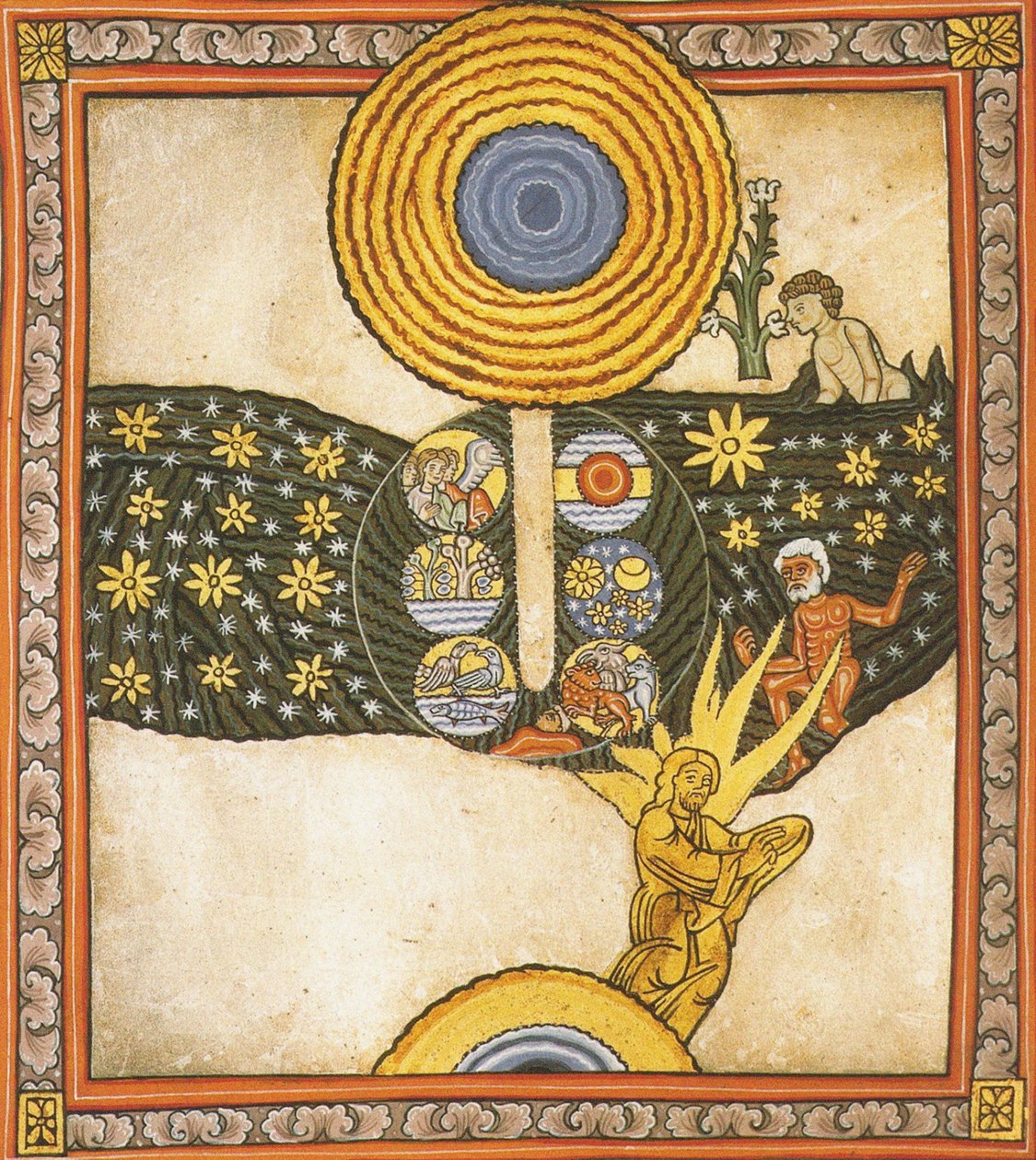 Återlösaren. Miniatyr från Liber Scivias av Hildegard av Bingen, ca 1175 (akvarell på pergament) av German School