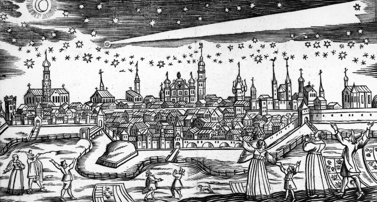 Den fruktansvärda kometen 1680 av Bach Abraham av German School