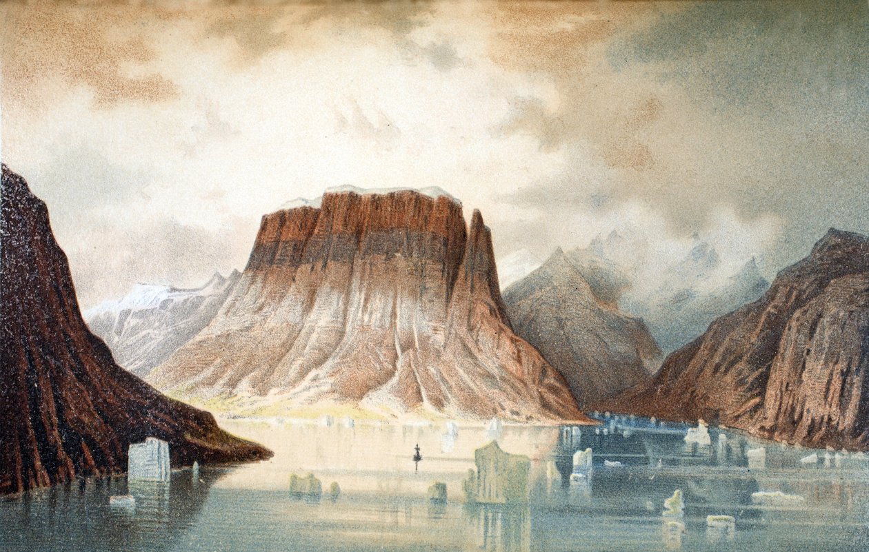 Teufelschlossberget (Devils Castle) i Kejser Franz Joseph Fjord, pub. London, 1874 av German School