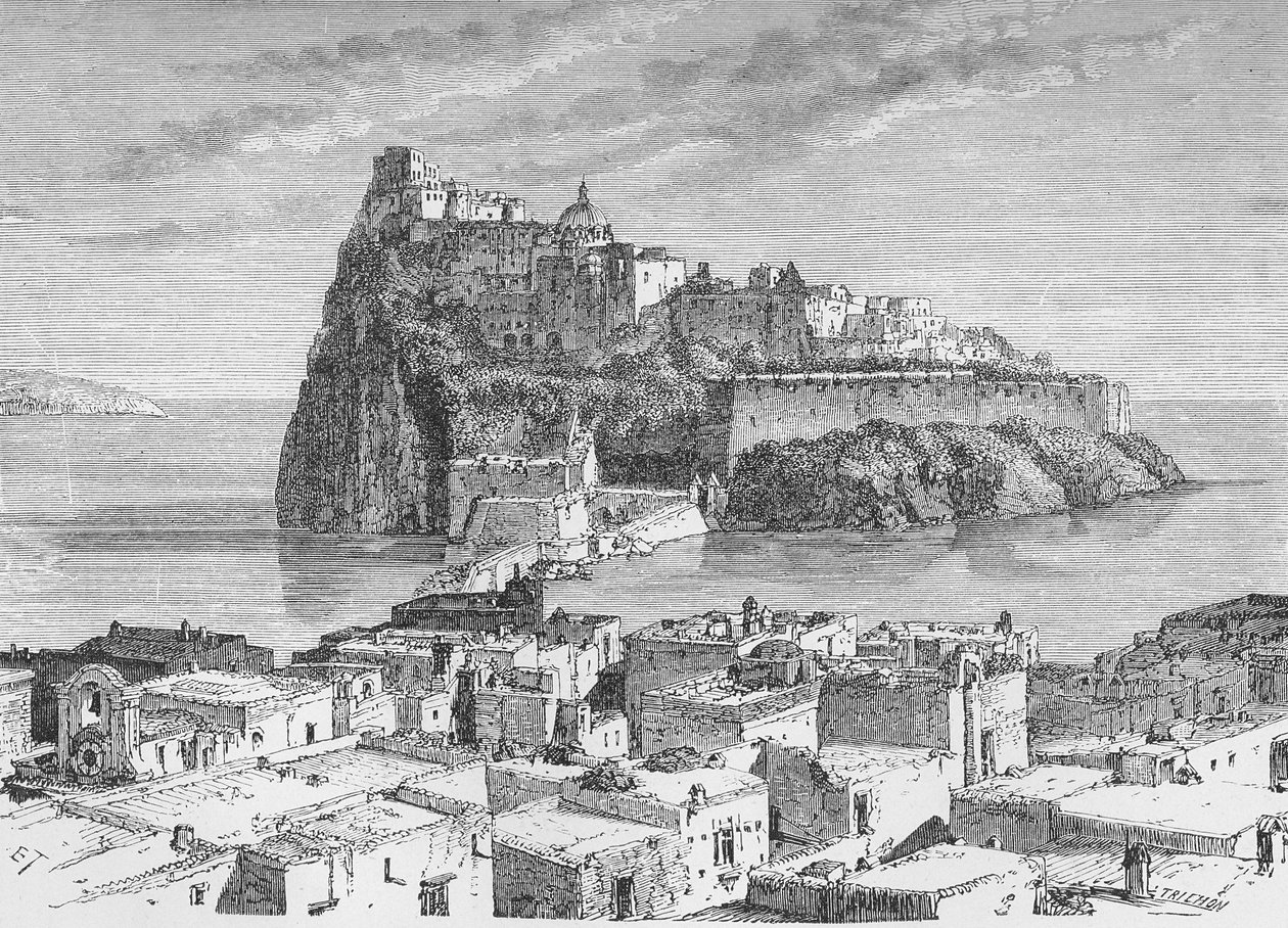 Slottet på den vulkaniska ön Ischia av German School