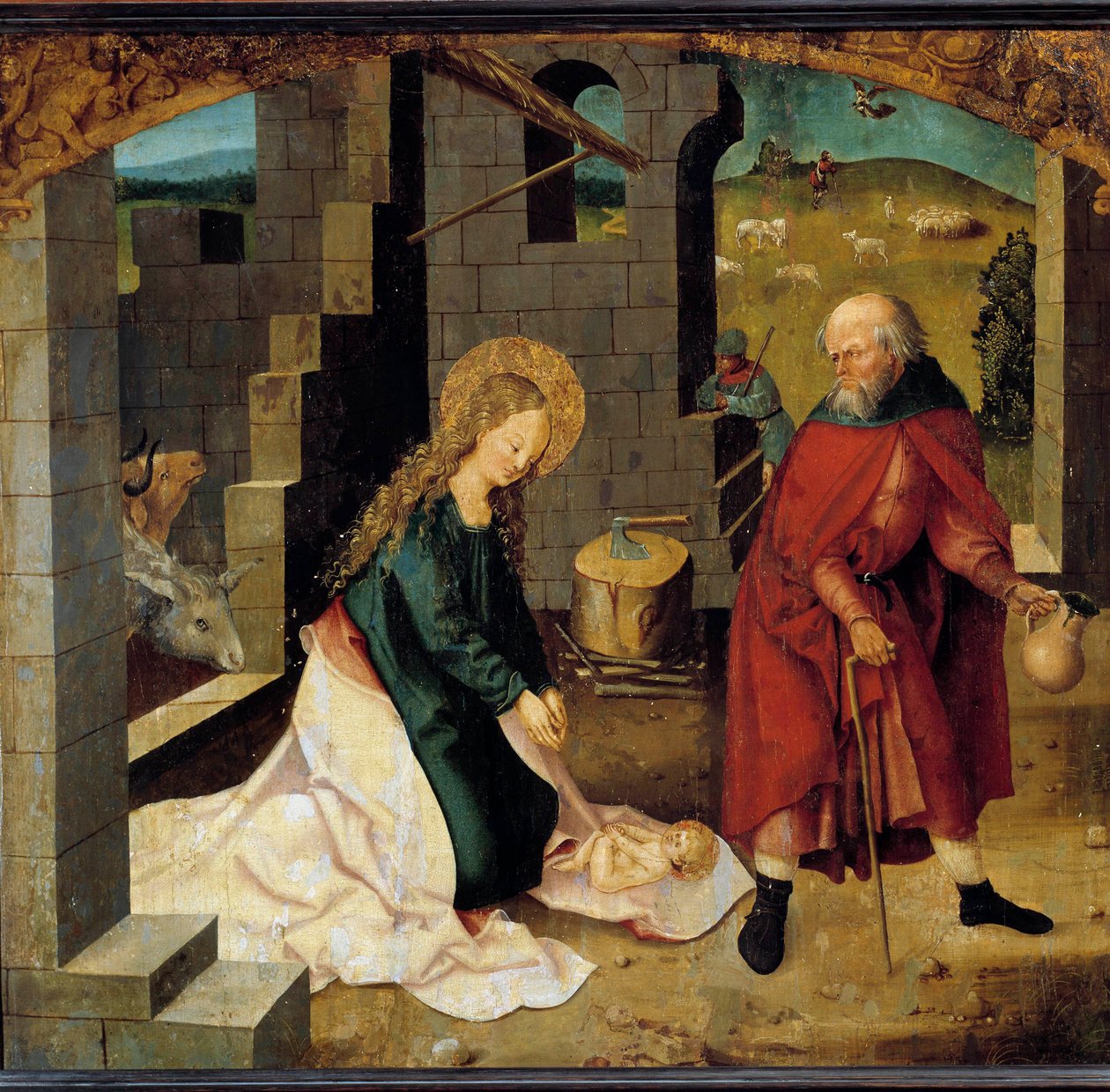 Den schwabiska skolans infödda målning. början av 1500-talet. Dijon, Museum of Fine Arts av German School