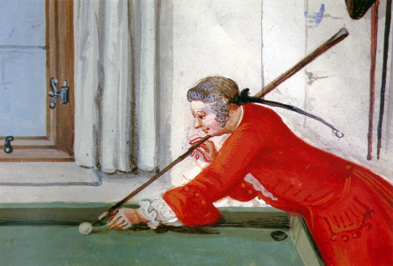 Biljardspelets ursprung, ca 1745 (akvarell) av German School