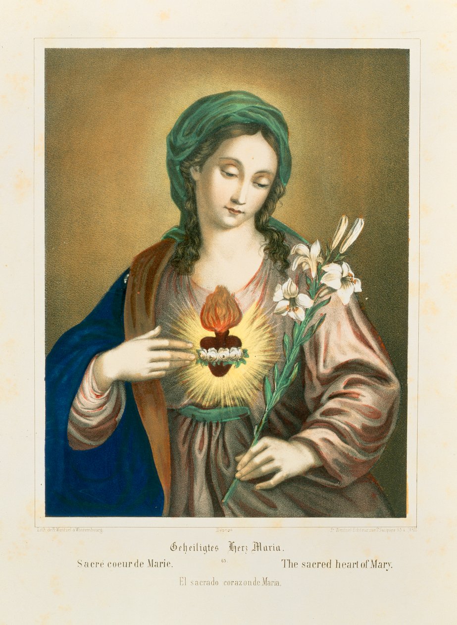 Marias heliga hjärta, utgiven av Fr. Wentzel, Weissenburg, 1850 av German School