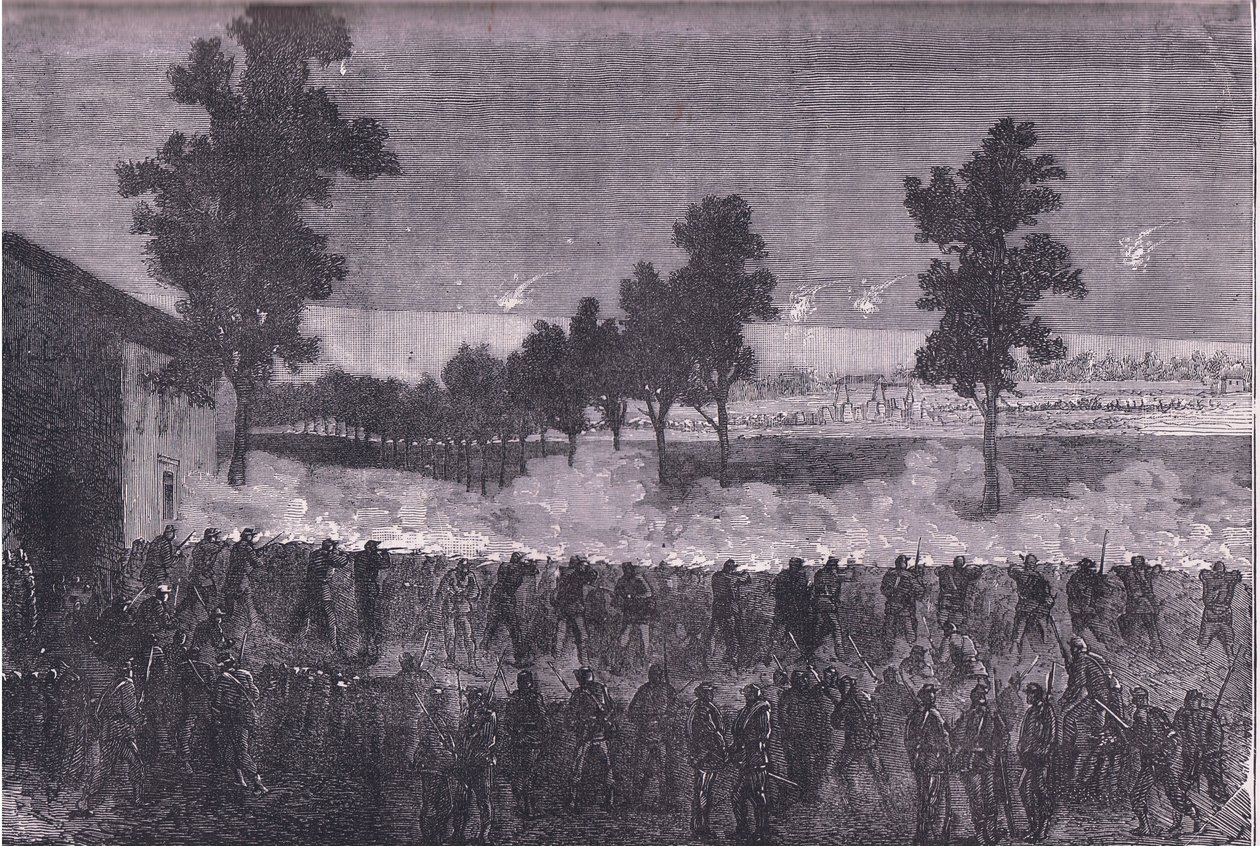 The sortie of Cachan, Cassells History of the War between France and Germany publicerad av Cassell and Company Limited, c.1890 (litho) av German School