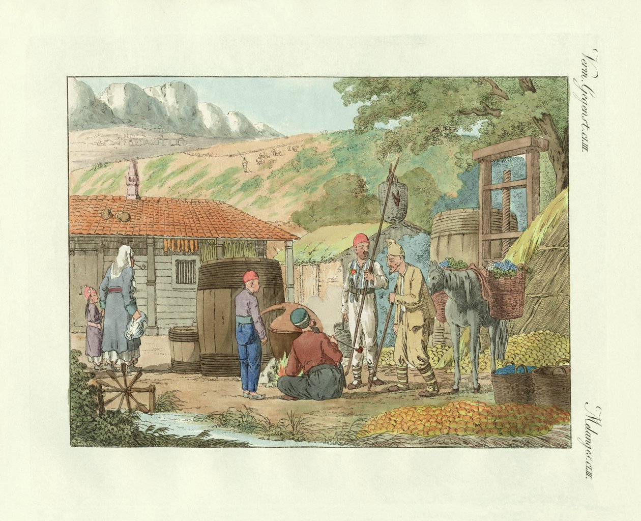 Dalborna på Krimhalvön (färgad gravyr) av German School