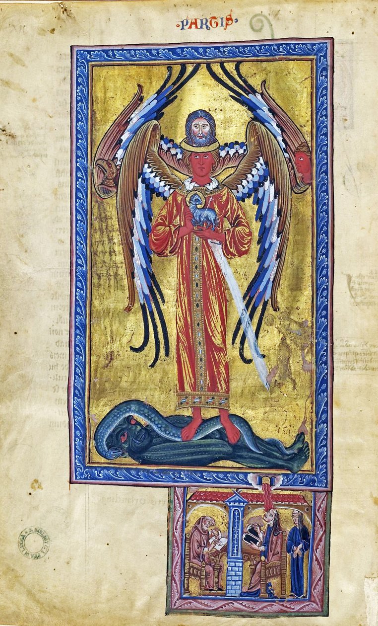 Theophany of Divine Love (Vision från Book of Divine Works), c.1220-30 (gouache på pergament) av German School