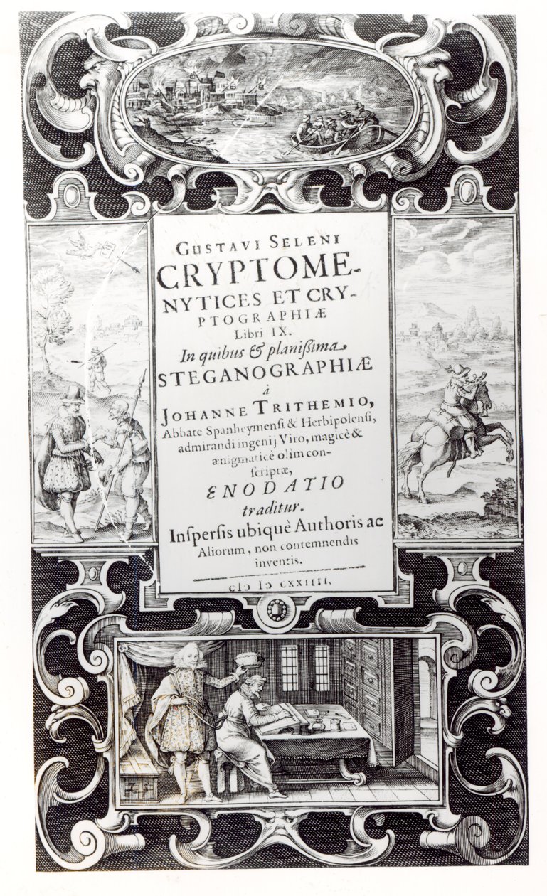 Titelsida till bok 9 av Cryptomenysis and Cryptography av Gustavus Selenus (Augustus, hertig av Brunswick), 1624 av German School