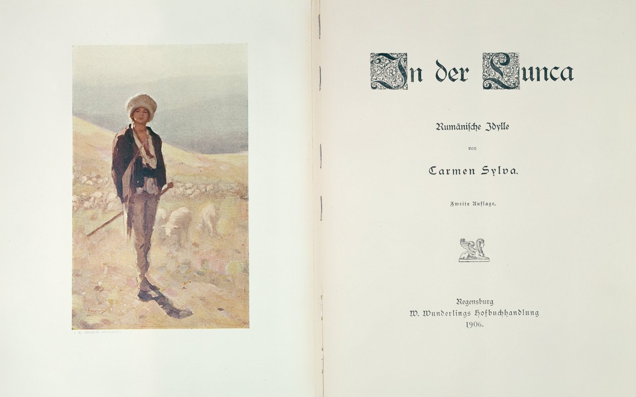 Titelsida till romanen In der Lunca av Carmen Sylva, publicerad i Regensburg 1906 av German School