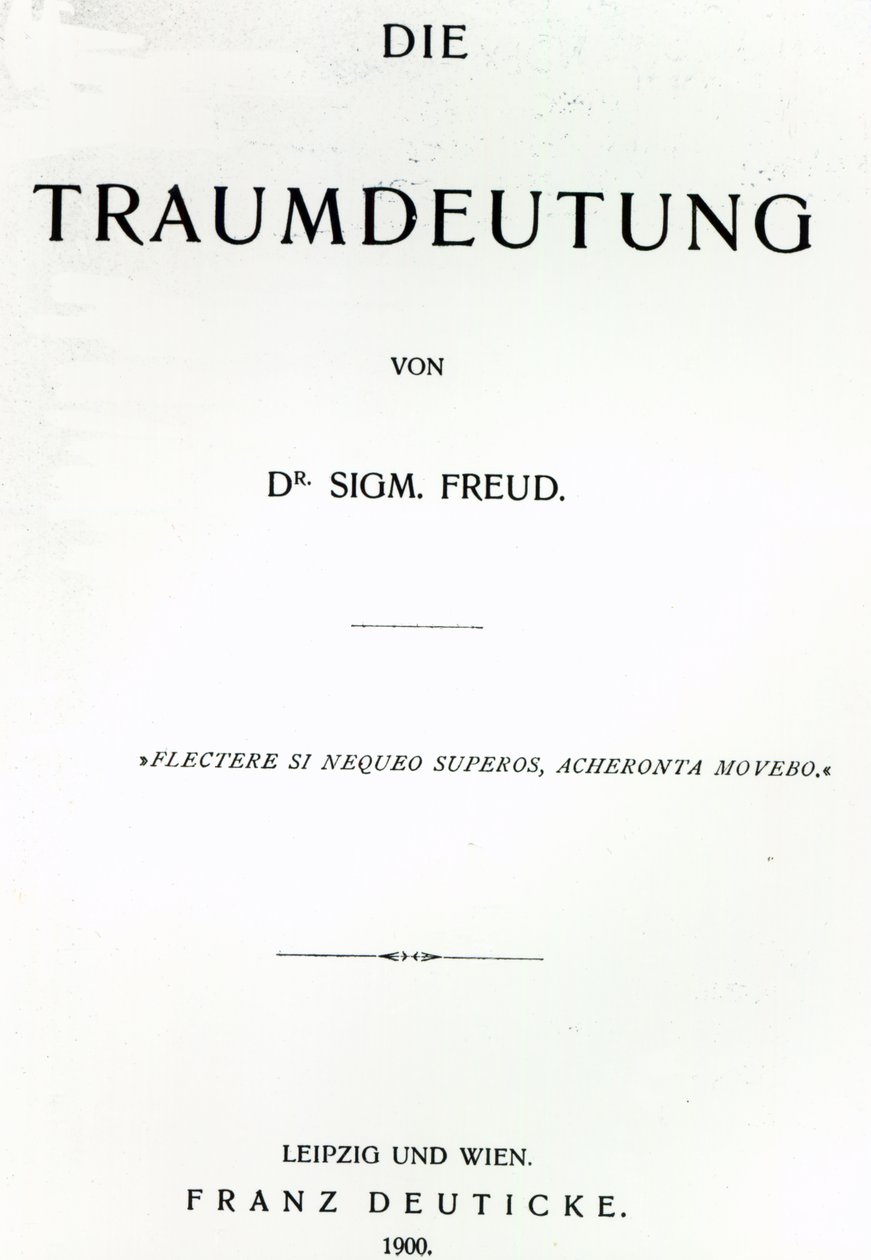 Titelsida till Die Traumdeutung av Sigmund Freud, publicerad 1899 (tryck) av German School