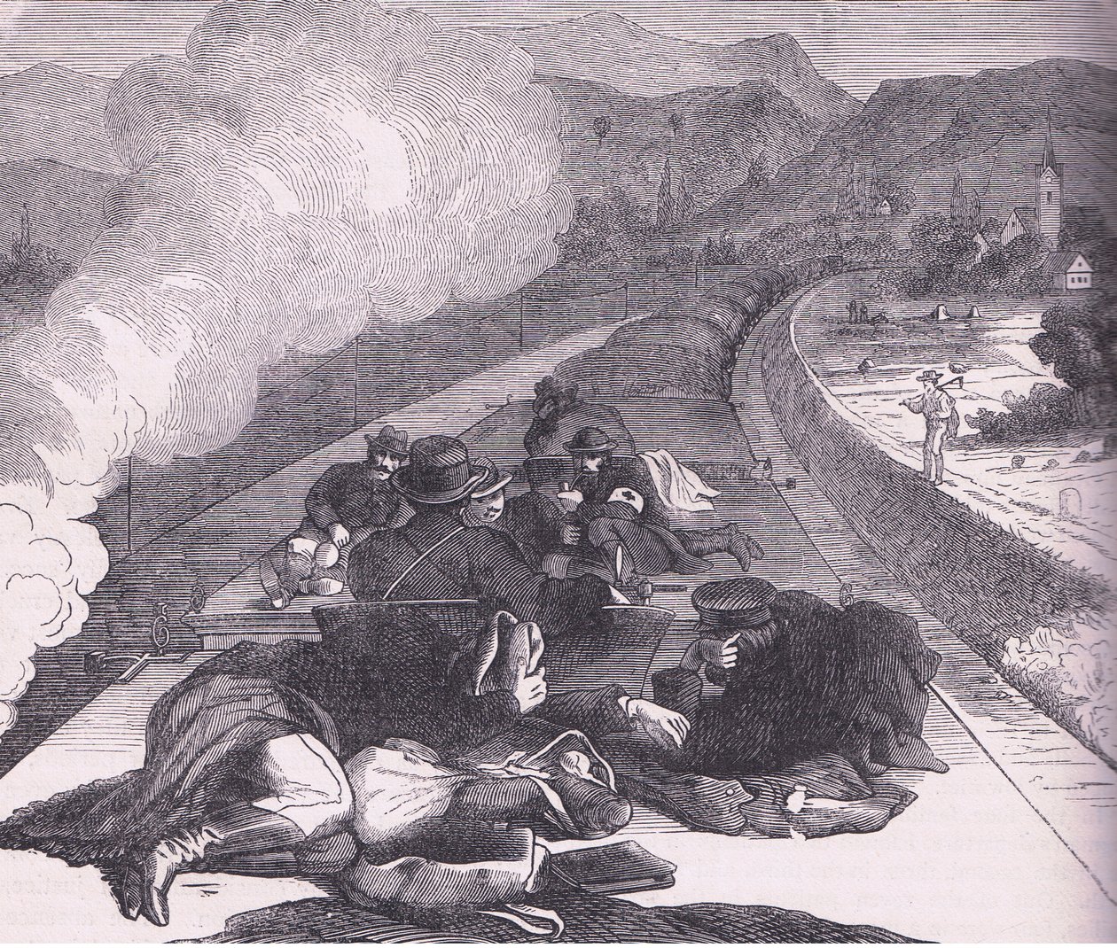 Transport of Prussian Ambulance Corps, Cassells History of the War between France and Germany publicerad av Cassell and Company Limited, ca 1890 (litho) av German School